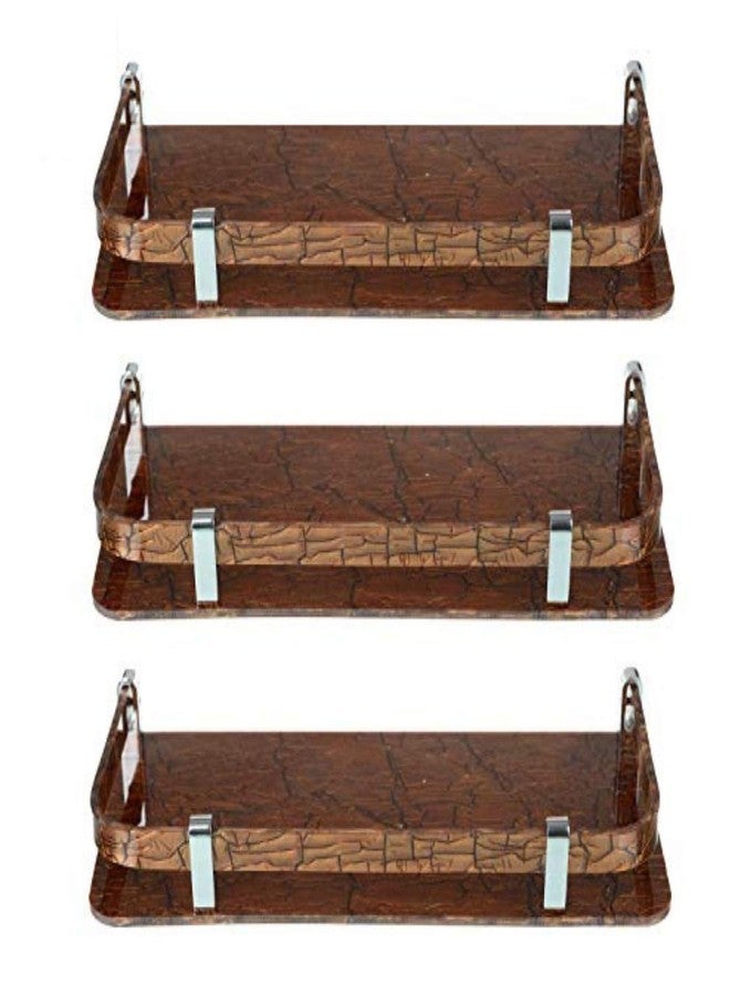 STIMULUS Stylish Acrylic Wall Mount Bathroom Shelf - Set of 3, 5x15 Inch - Brown Color with Acrylic Patti Design - Floating Storage Shelf for Bathroom, Kitchen & Home - Image 1